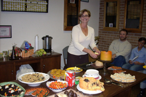 Department Tea with guests and a table with food platters