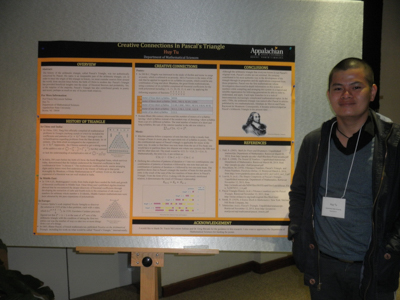 Huy Tu with research poster at Smoky Mountain Undergraduate Conference on the History of Mathematics VII